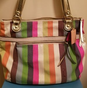 Coach Poppy Legacy Glam Tote with Legacy Stripe